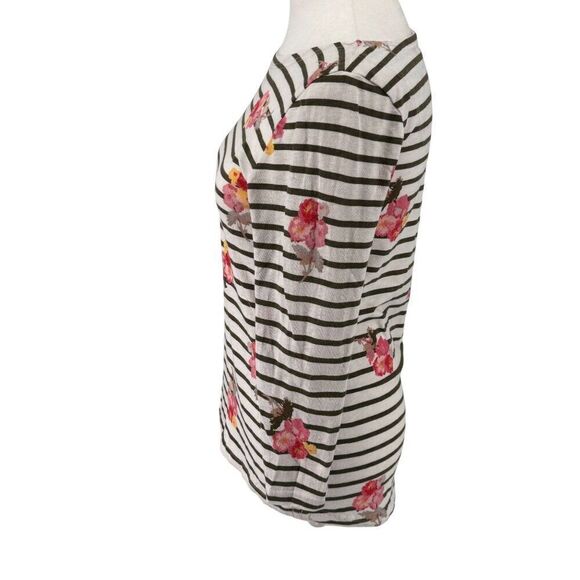 Joules Womens Striped Floral Long Sleeve Top US 4 Cotton EUC - Picture 3 of 10